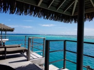 A view from our table and chairs on Moorea's over water bungalow.