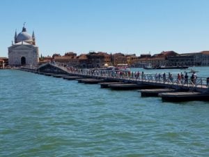 The temporary bridge across the Guidecca canal, Venice