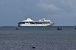 Here's the Paul Gauguin docked in Moorea while we were staying at the Intercontinental Moorea pre-cruise