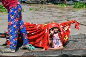 Just past Kampong Chhnang the floating village has many people coming and going