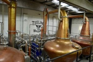 The fermentation tanks at Teeling. Three stages of pot stills