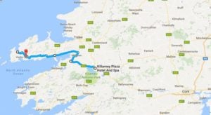 Our route to Dingle Peninsular