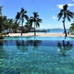 A view of both infinity pools at the Intercontinental Hotel Moorea