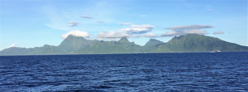 Moorea from the Tahiti ferry. Our first real view of French Polynesia