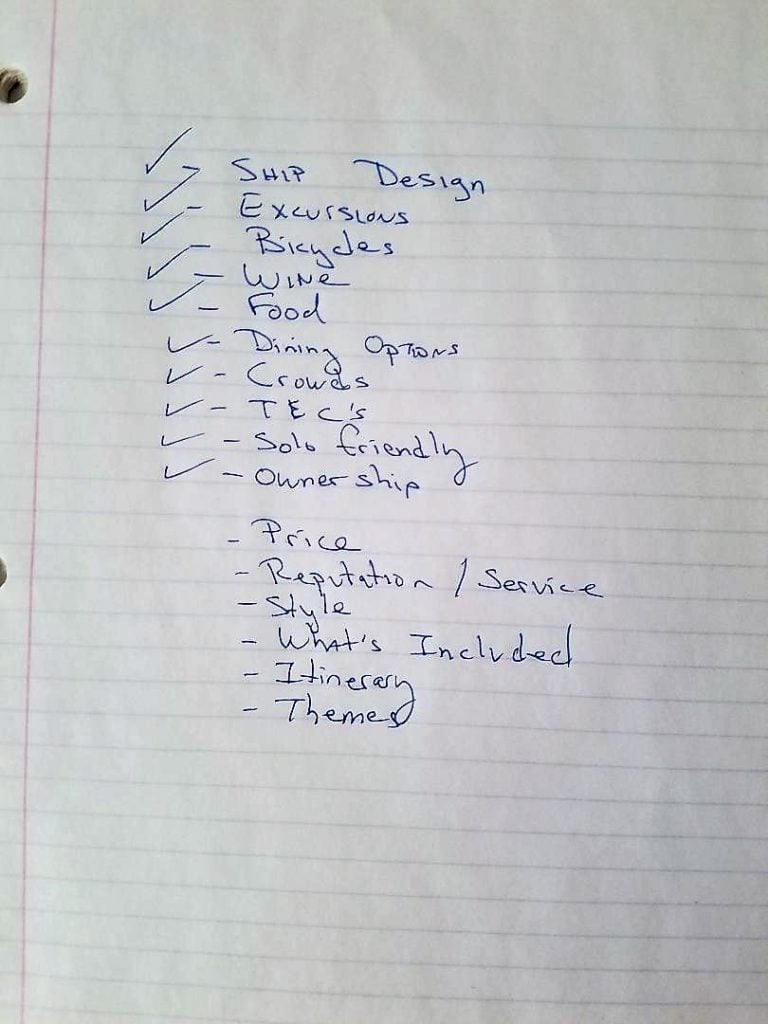 River cruise Comparison list