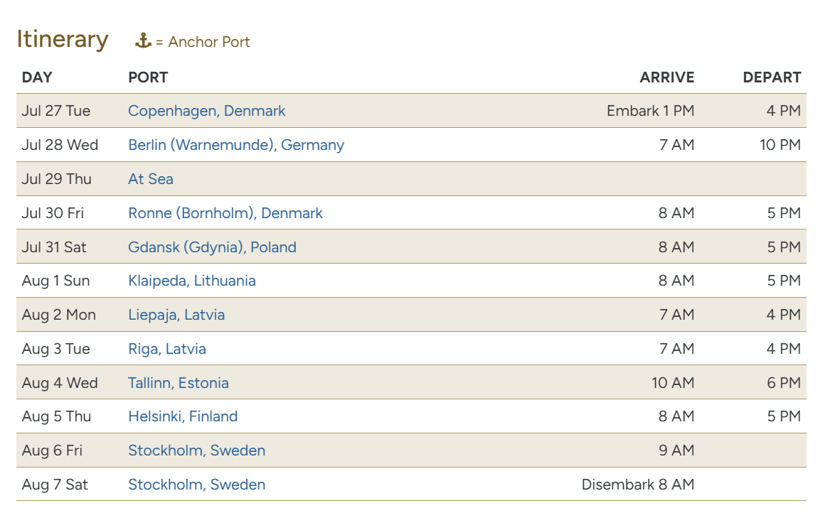 Bewitching Baltics Itinerary