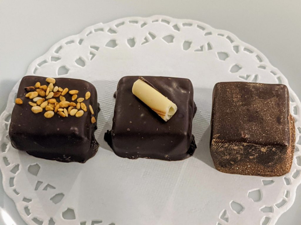 Chocolate and wine tasting samples