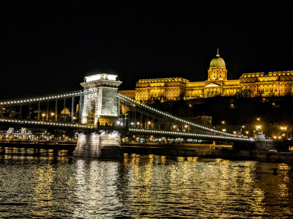 Budapest at night aboard the AmaViola
