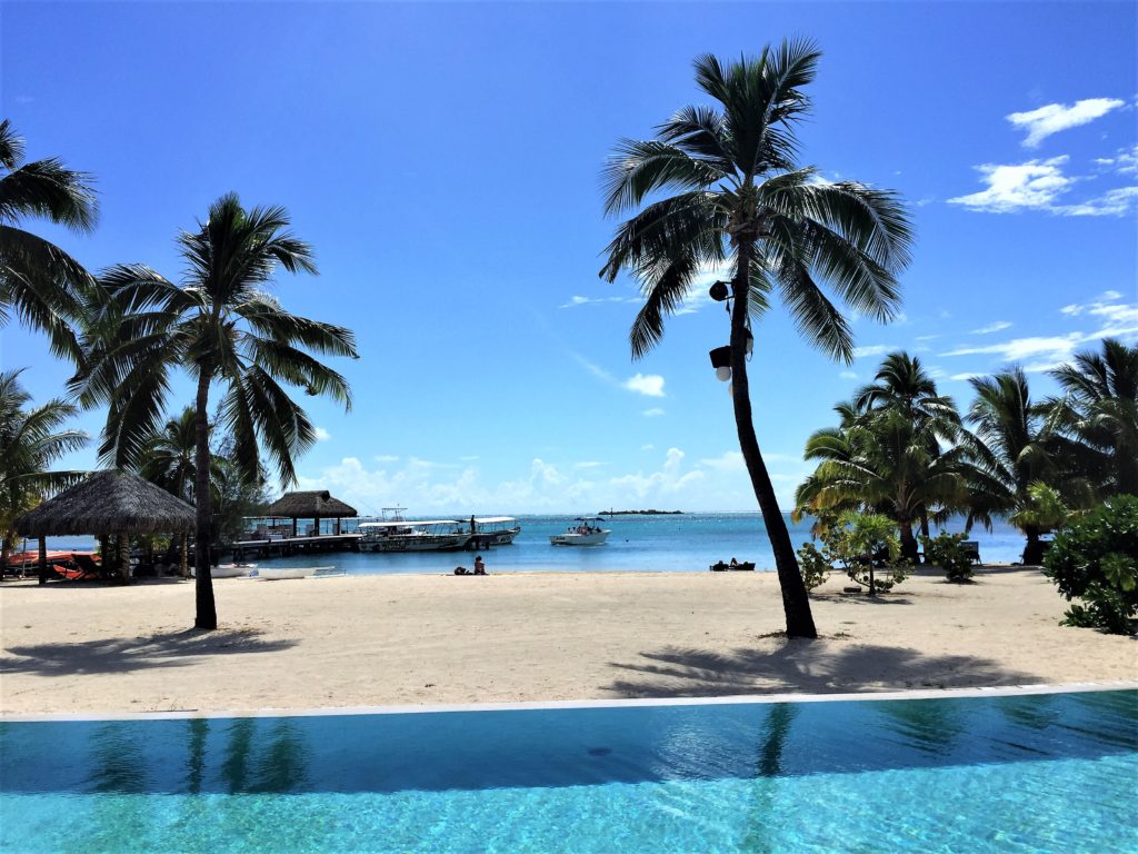 Intercontinental Moorea view of the beach from the pool